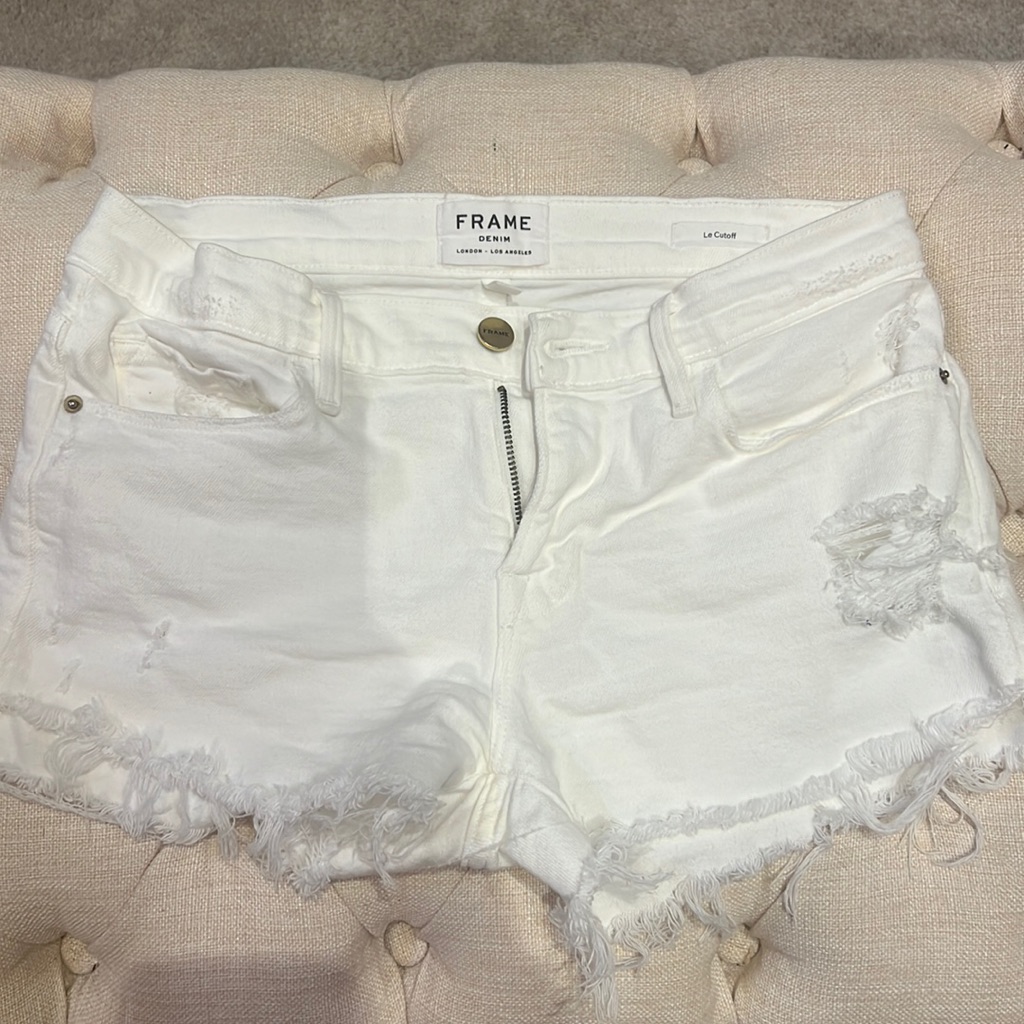 Frame White Jean Shorts